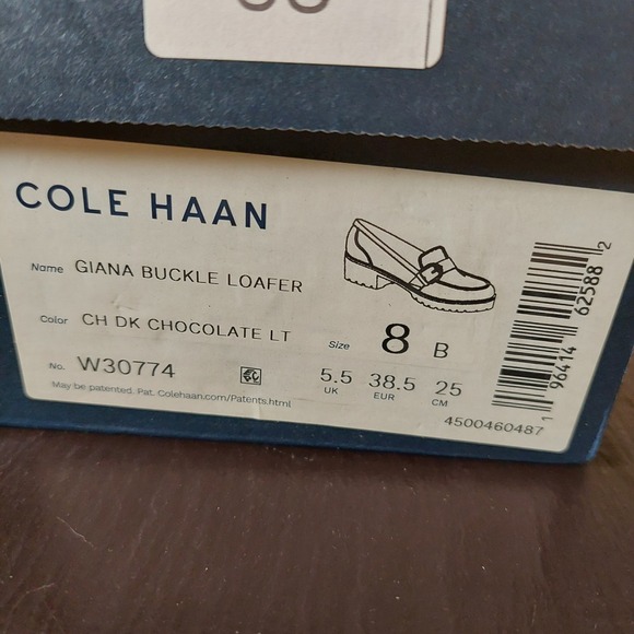 NEW! Cole Haan Women's Giana Buckle Loafers Lug Sole Dk. Chocolate Size 8M $220 - Picture 8 of 10